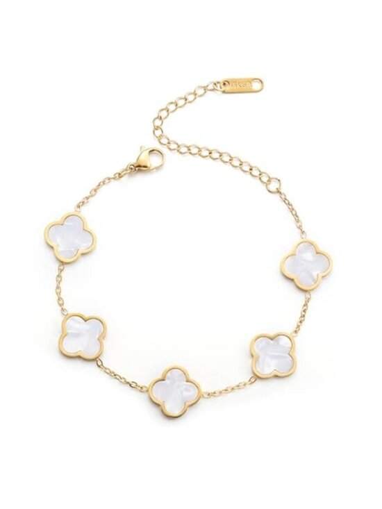 Other - AIPPK 18K Gold Plated Clover Lucky Bracelet for Women White/Black/Red/Green